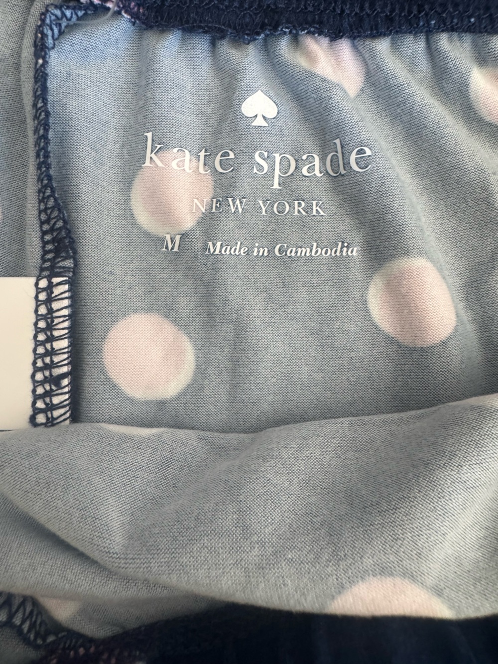 kate spade ♠️ Navy Pajama Top with Pink and Cream Polka Dots, cute comfy &cool! - Picture 13 of 14